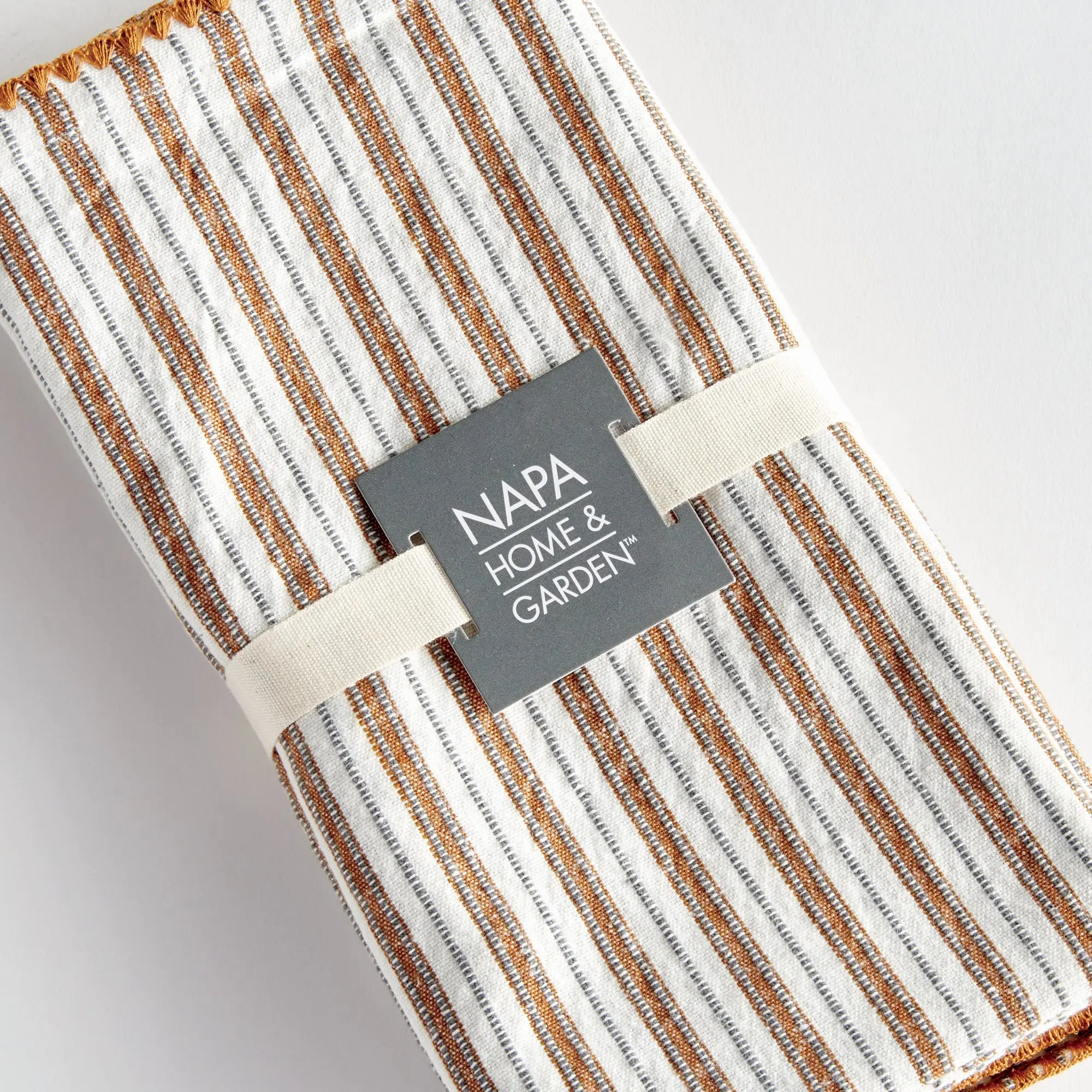 Sutton Napkins - Ochre cotton napkins tied with ribbon