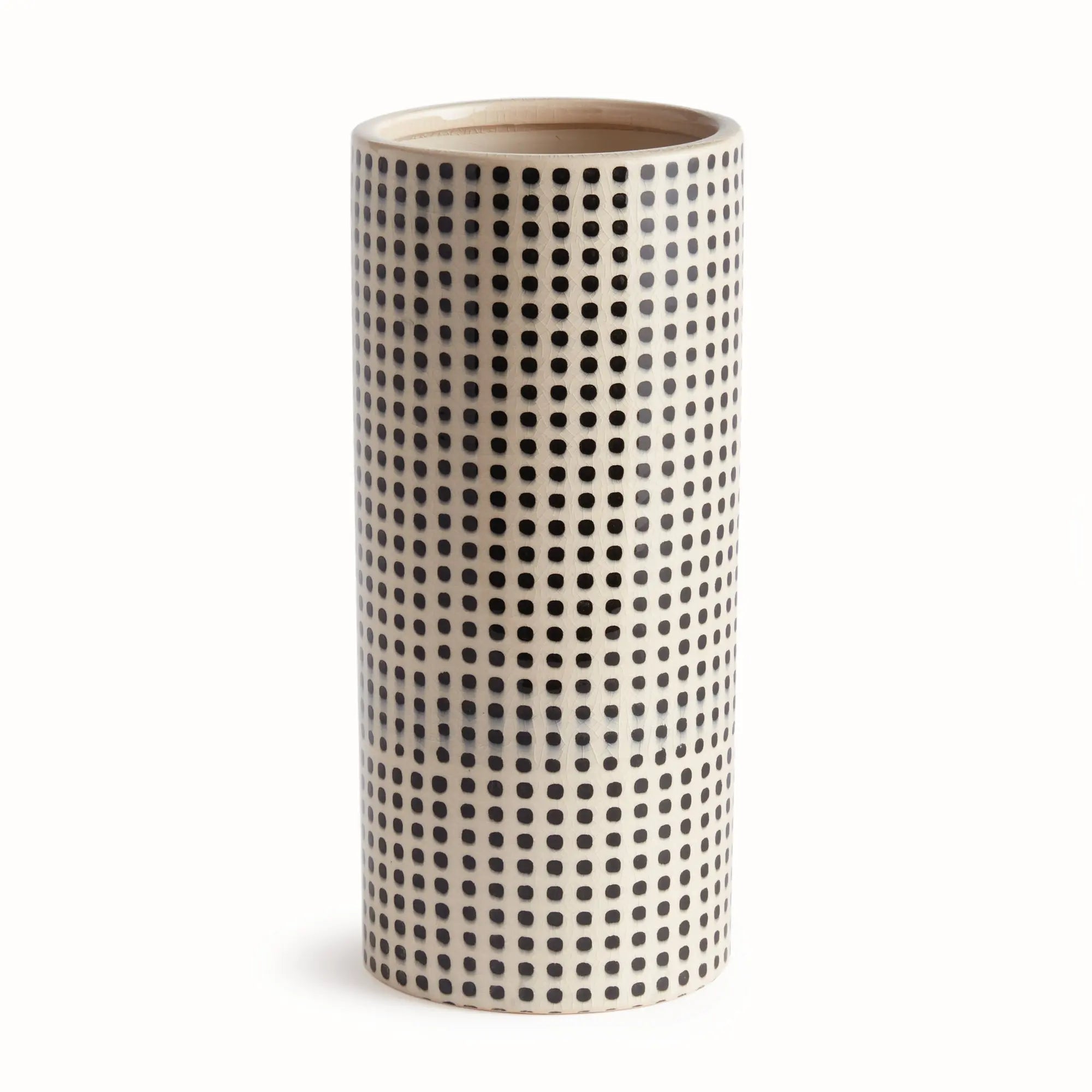 Mina Vase - handcrafted black and white ceramic vase with repeating dot pattern for transitional home décor and floral arrangements