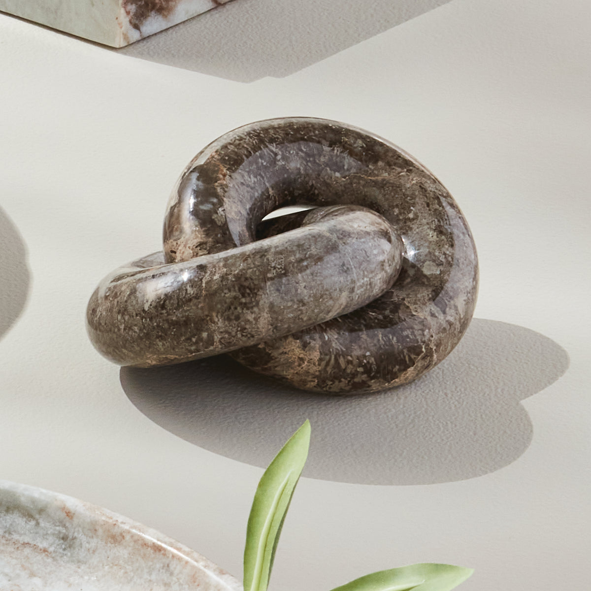 Linked Marble Rings Sculpture