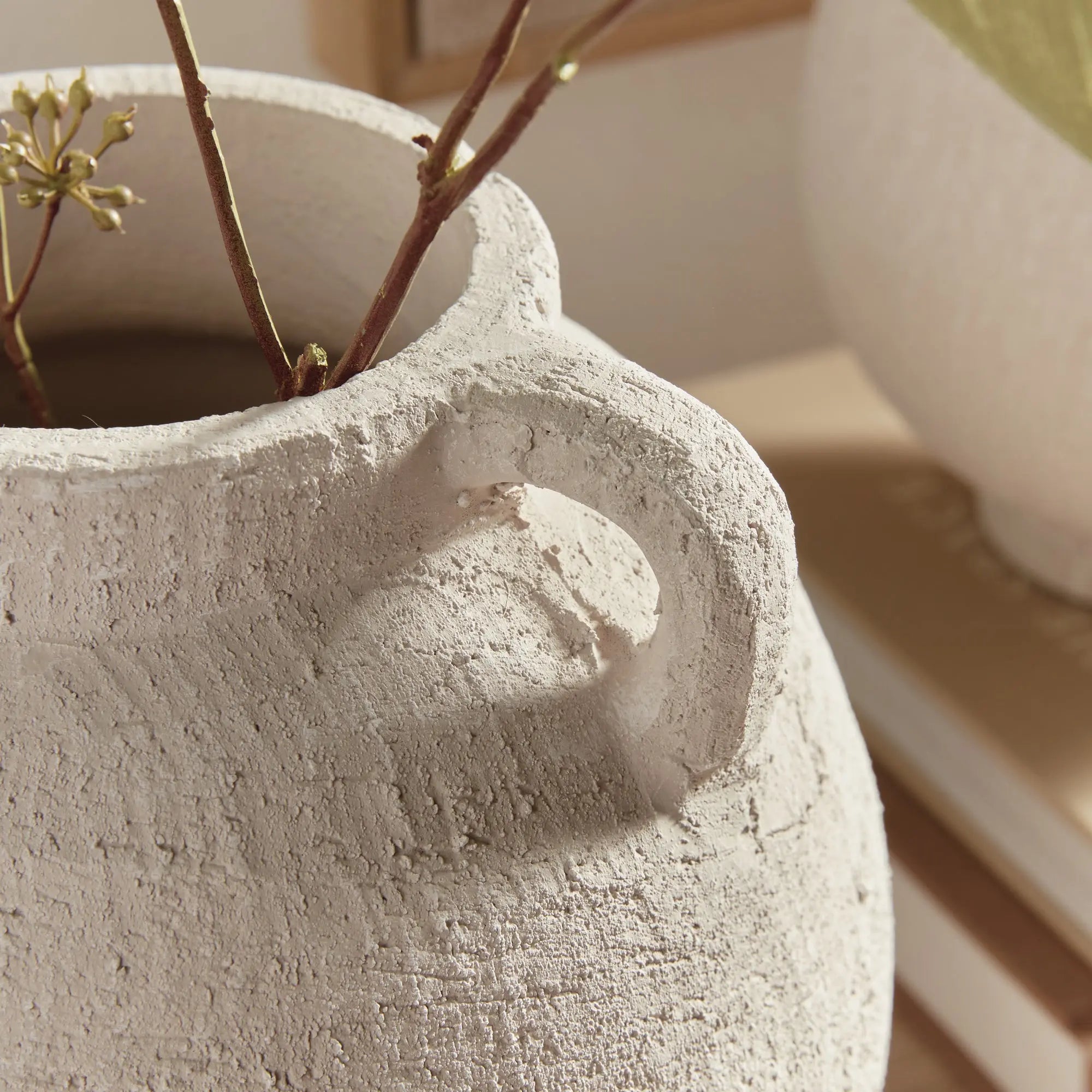Gianna white terracotta vases – small, medium, and large
