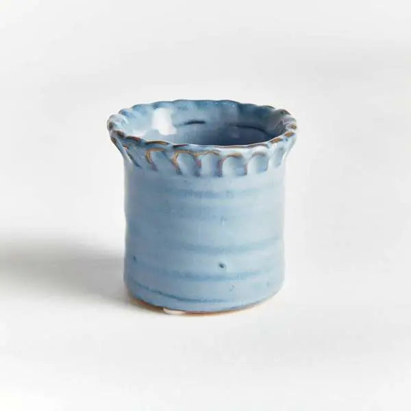 Dezie Mini Pots - Set of 6 Reactive Glaze Stoneware (Cream, Green, or Blue) - Villa Decor & Design