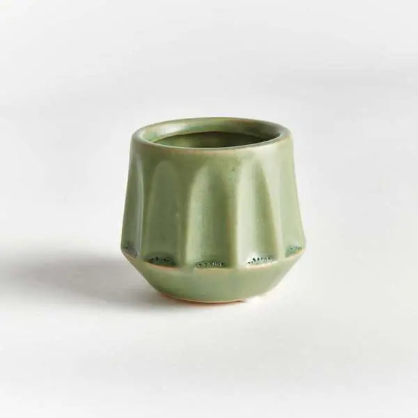 Dezie Mini Pots - Set of 6 Reactive Glaze Stoneware (Cream, Green, or Blue) - Villa Decor & Design