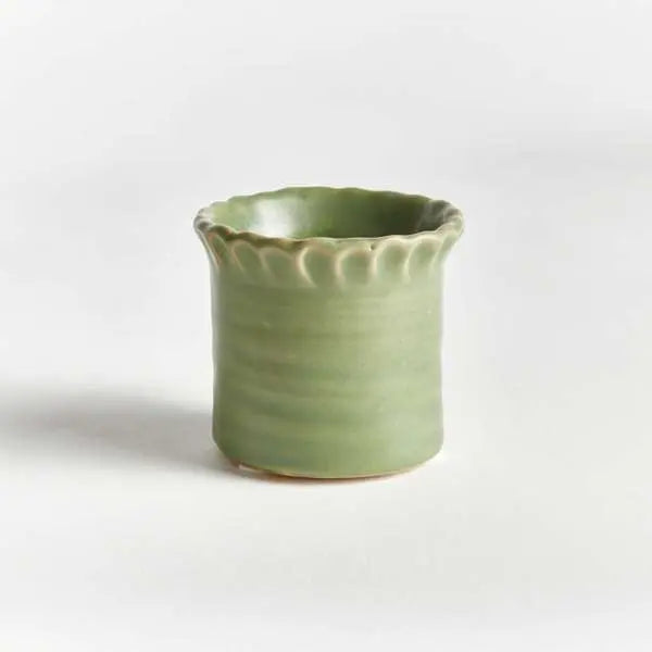 Dezie Mini Pots - Set of 6 Reactive Glaze Stoneware (Cream, Green, or Blue) - Villa Decor & Design