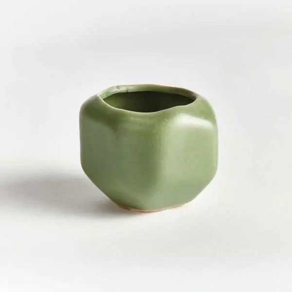 Dezie Mini Pots - Set of 6 Reactive Glaze Stoneware (Cream, Green, or Blue) - Villa Decor & Design