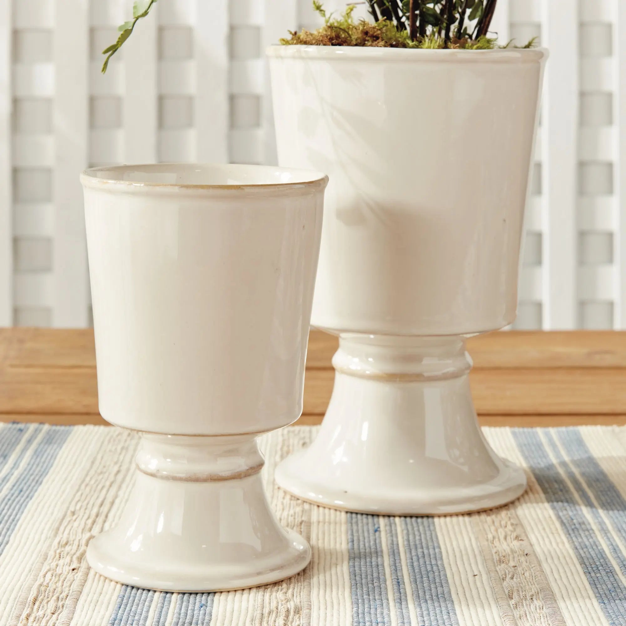 Kelcy Footed Cahcepots, SET OF 2 | CREAM