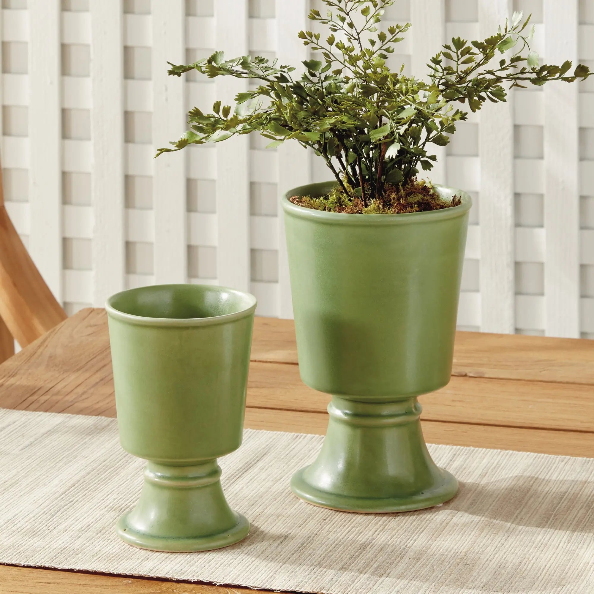 Kelcy Footed Cahcepots, SET OF 2 | GREEN
