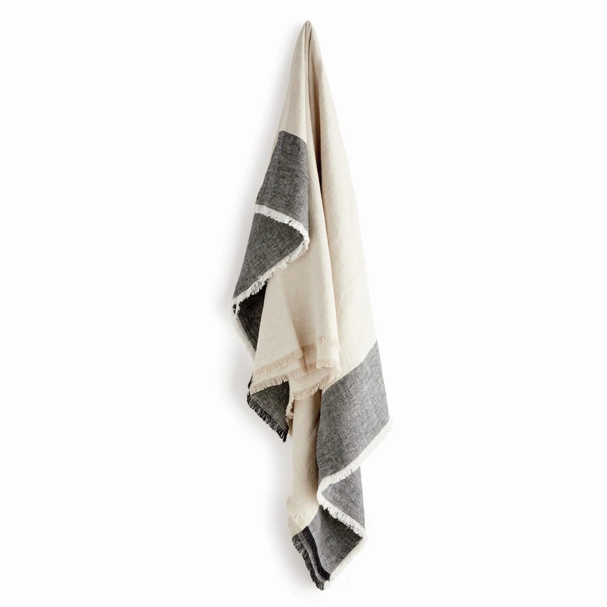 Anika European Linen Throw - FLAX/CHARCOAL