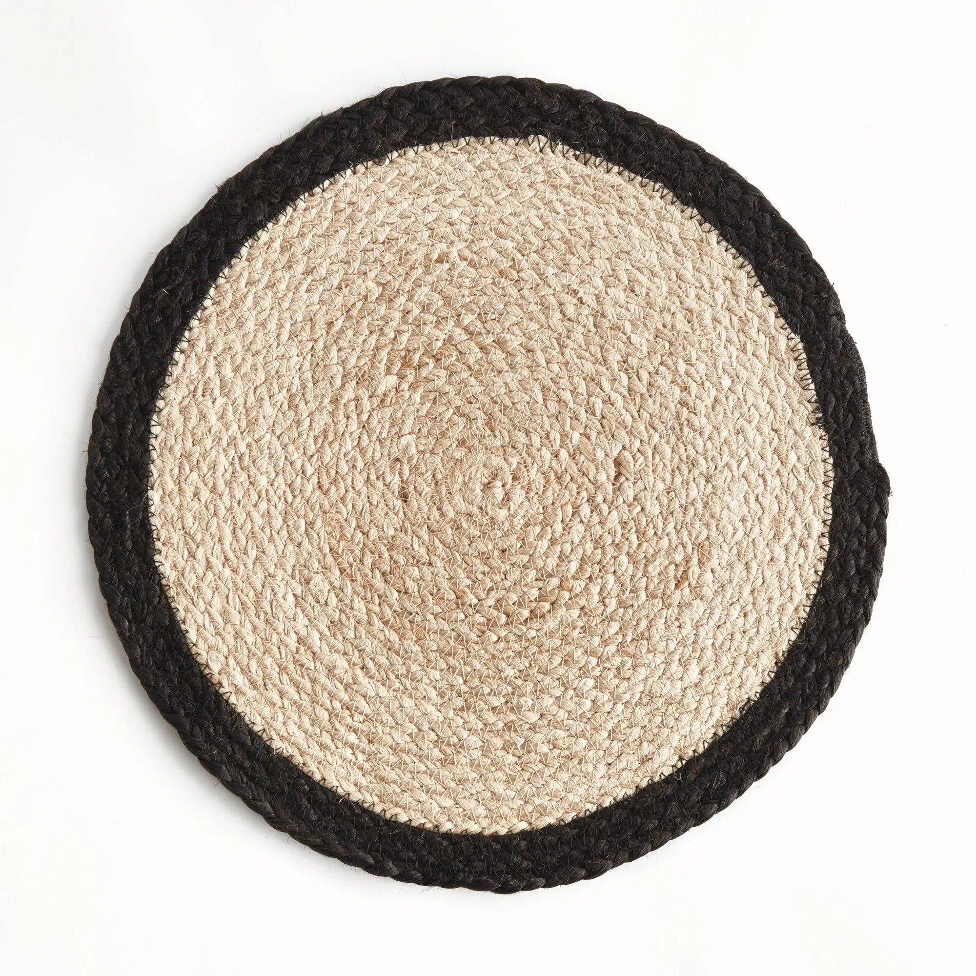 Jute Coil Round Placemats – Set of 8 | Natural with Color Trim Options - Villa Decor & Design