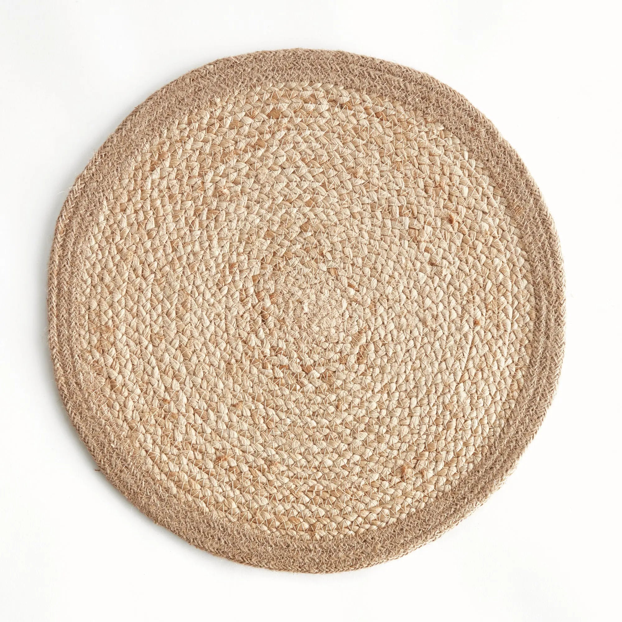 Jute Coil Round Placemats – Set of 8 | Natural with Color Trim Options - Villa Decor & Design