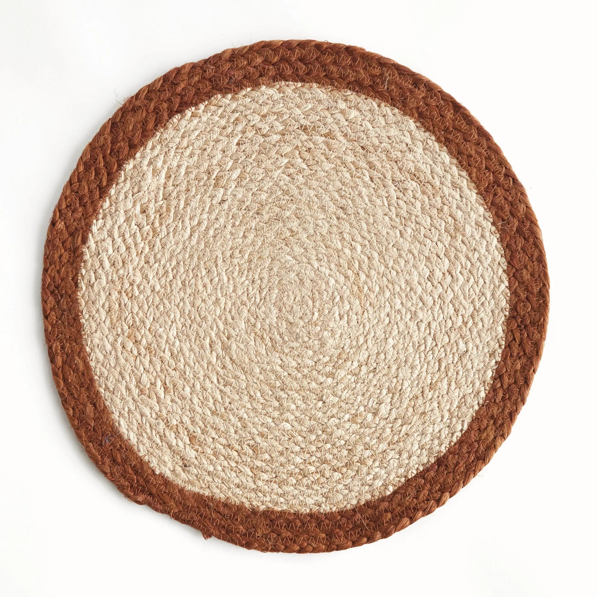 Jute Coil Round Placemats – Set of 8 | Natural with Color Trim Options - Villa Decor & Design