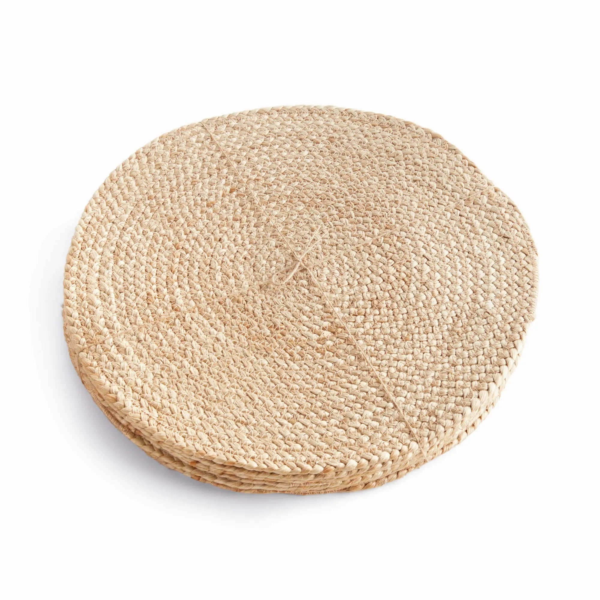 Jute Coil Round Placemats – Set of 8 | Natural with Color Trim Options - Villa Decor & Design