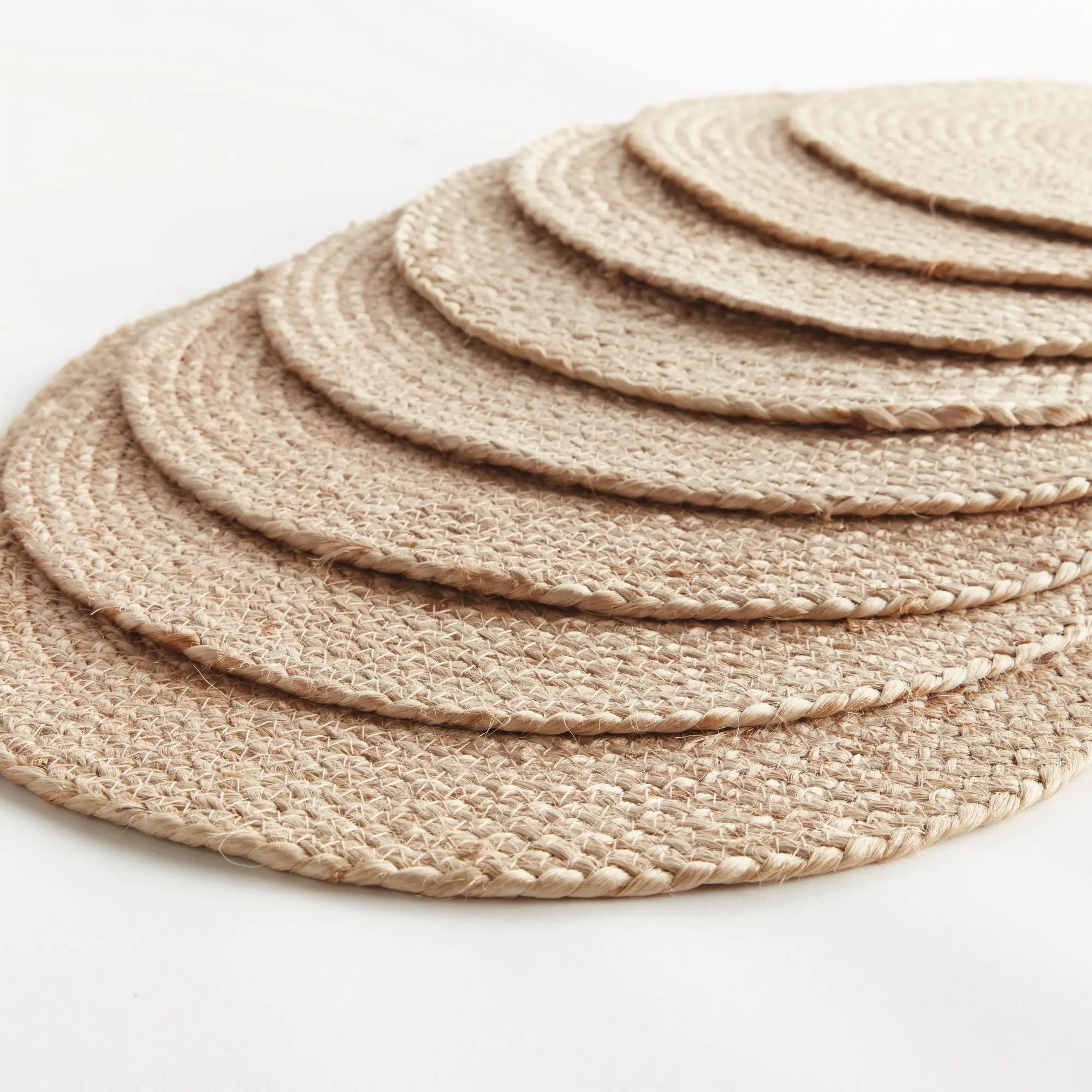 Jute  Placemats – Set of 8 | Natural with Color Trim Options - Villa Decor & Design