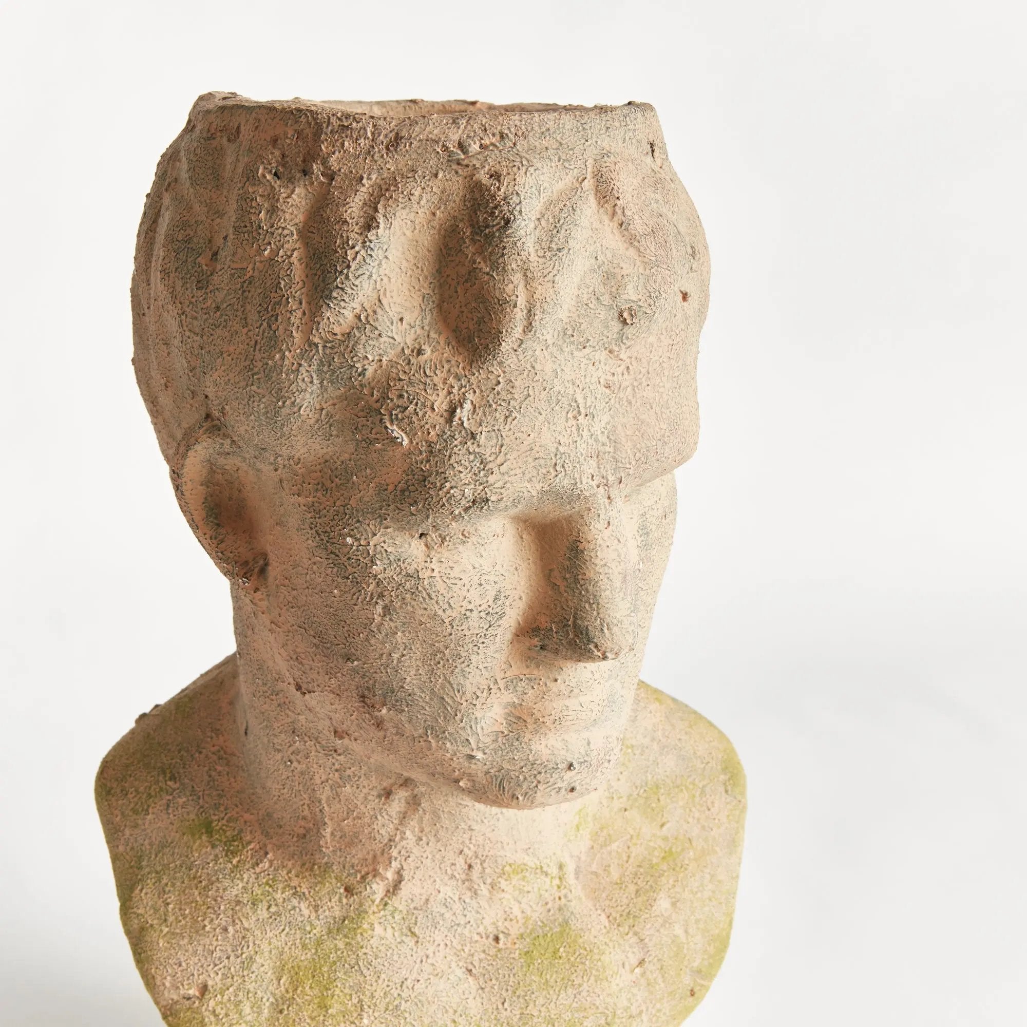 Weathered Garden Male Bust Planter | Moss Terracotta Finish Napa Home & Garden