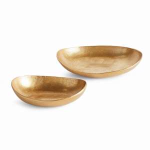 Janae Oval Decorative Bowls, Set of 2 in Gold