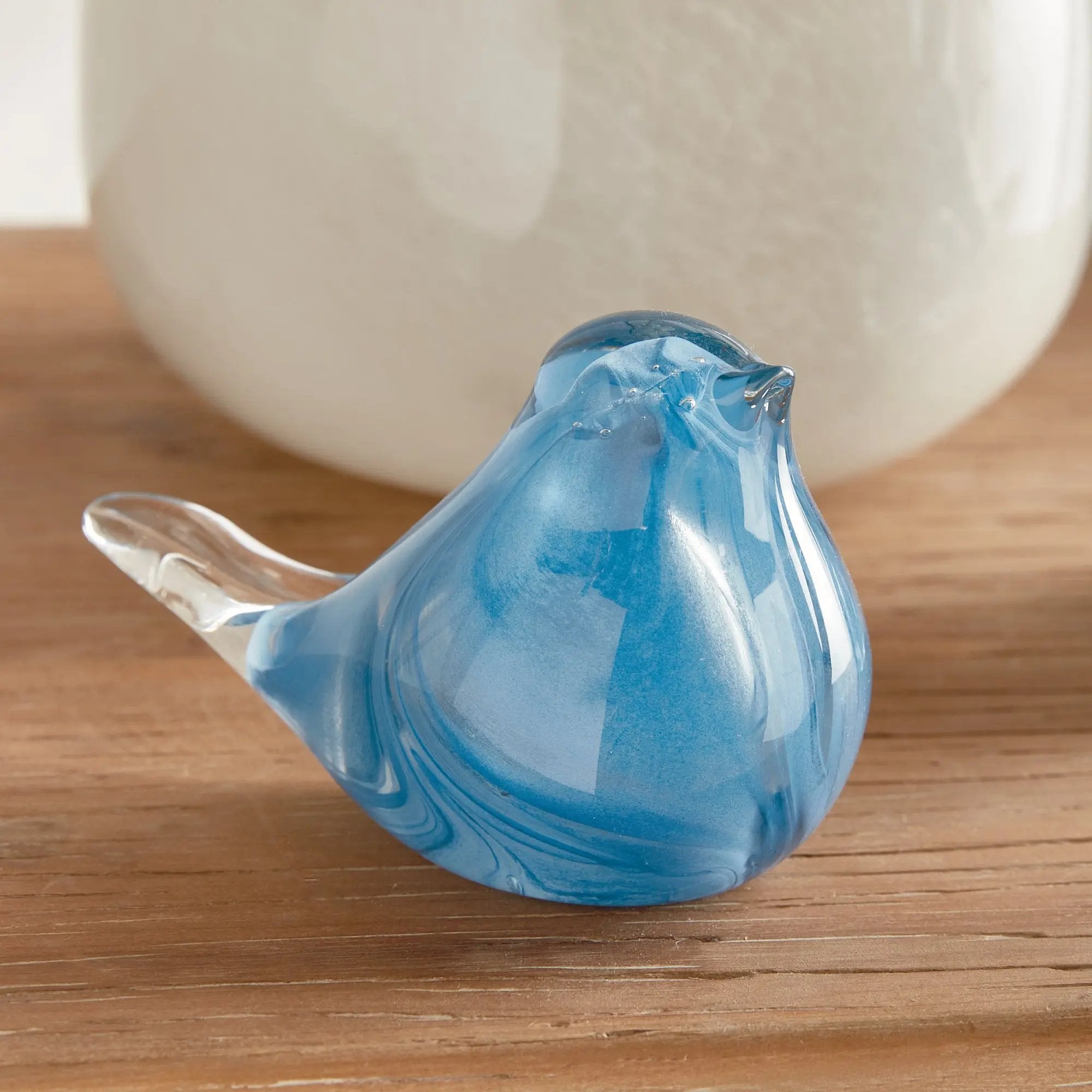 Little Finches Bird Sculptures, Set of 2 | Transparent Melon or Blue Napa Home & Garden