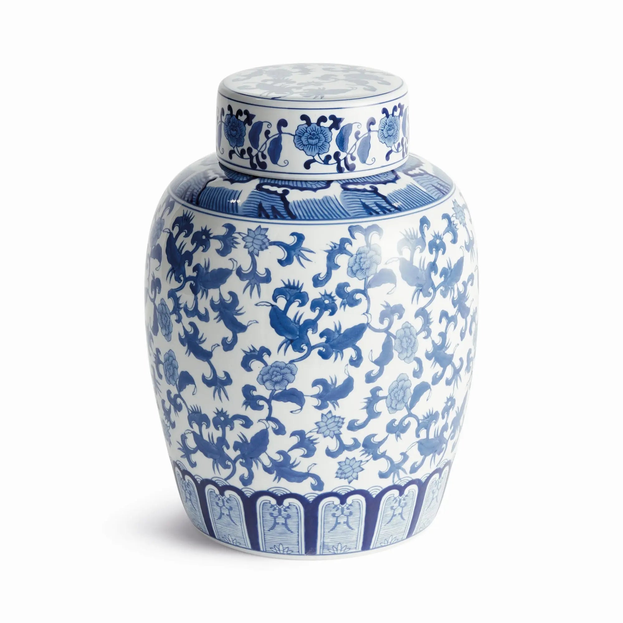 Barclay Butera Dynasty Blossom Lidded Jar blue and white porcelain