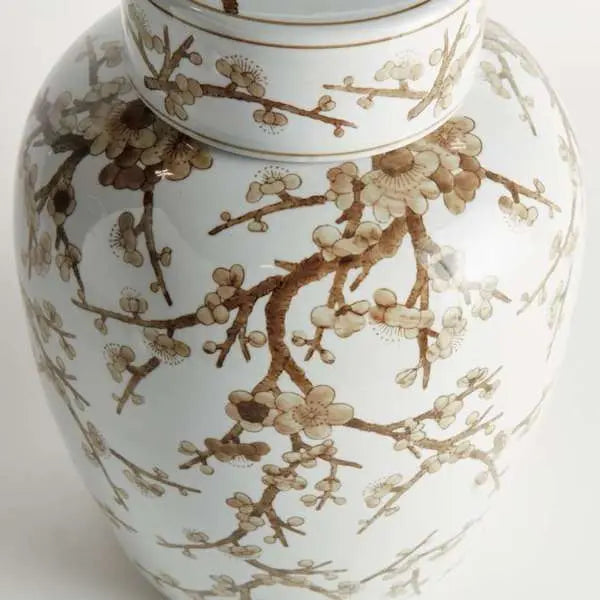 Province Empress Ginger Jar - 15" Taupe & White Ceramic - Villa Decor & Design