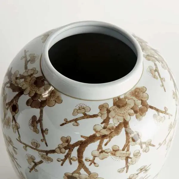 Province Empress Ginger Jar - 15" Taupe & White Ceramic - Villa Decor & Design