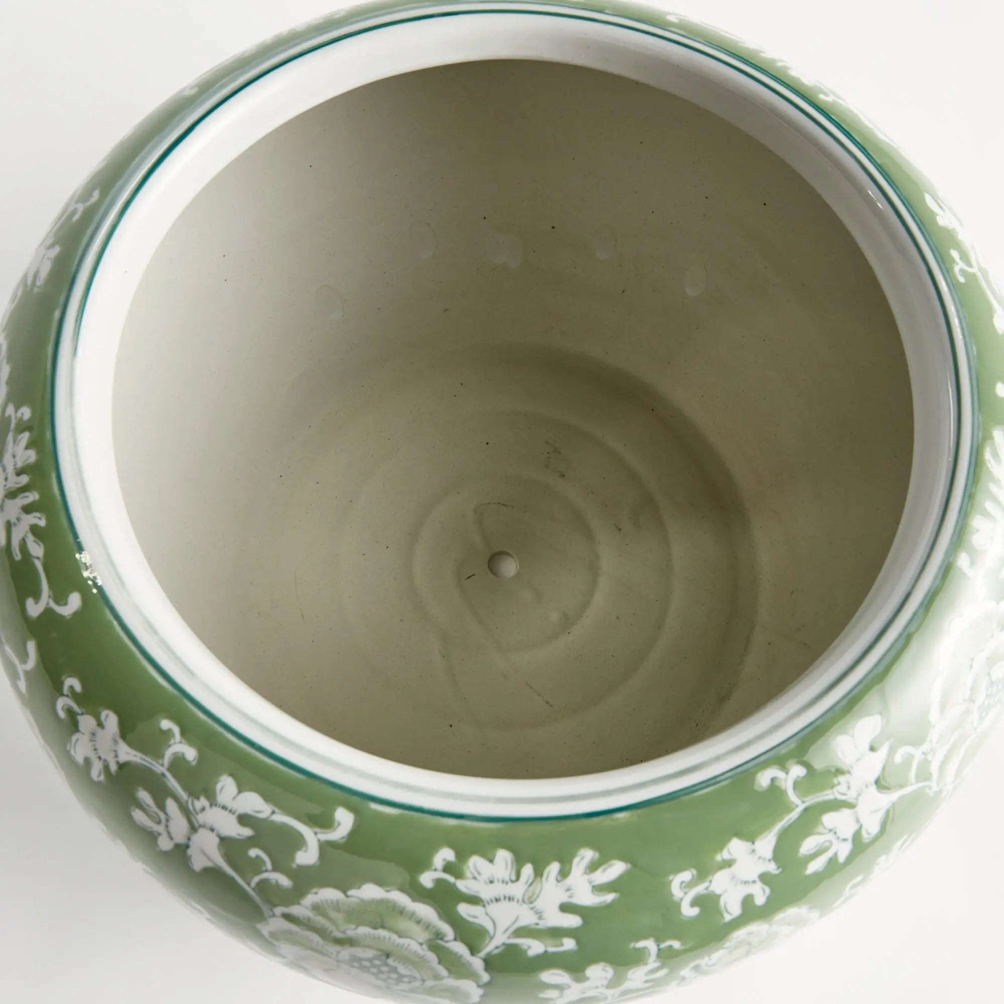 Imperial Lotus Planter - green and white chinoiserie ceramic planter with lotus motif, available in small and large sizes