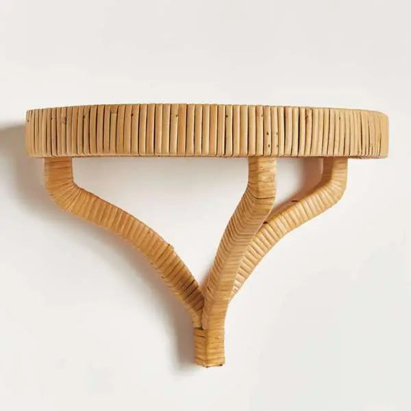 Cambria Woven Wall Bracket - Rattan Wrapped Coastal Wall Shelf - Villa Decor & Design