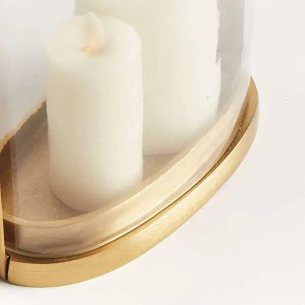 AILA Hurricane Candleholder - Oval Glass & Matte Brass Accent Napa Home & Garden