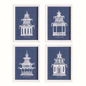 Traditional Pagoda Study, Set of 4