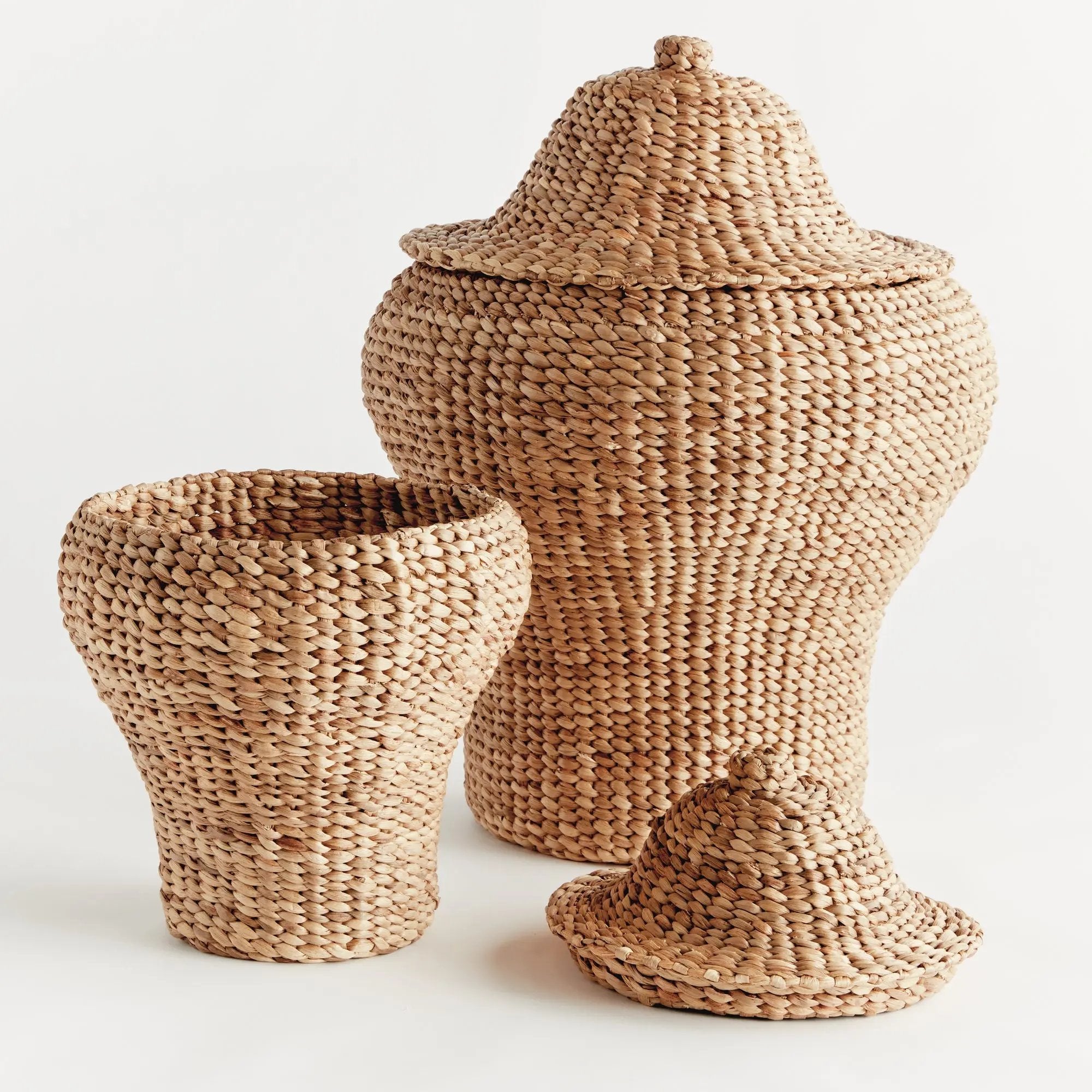 Water Hyacinth Ginger Jars - Set of 2 | Woven Decorative Jars Napa Home & Garden
