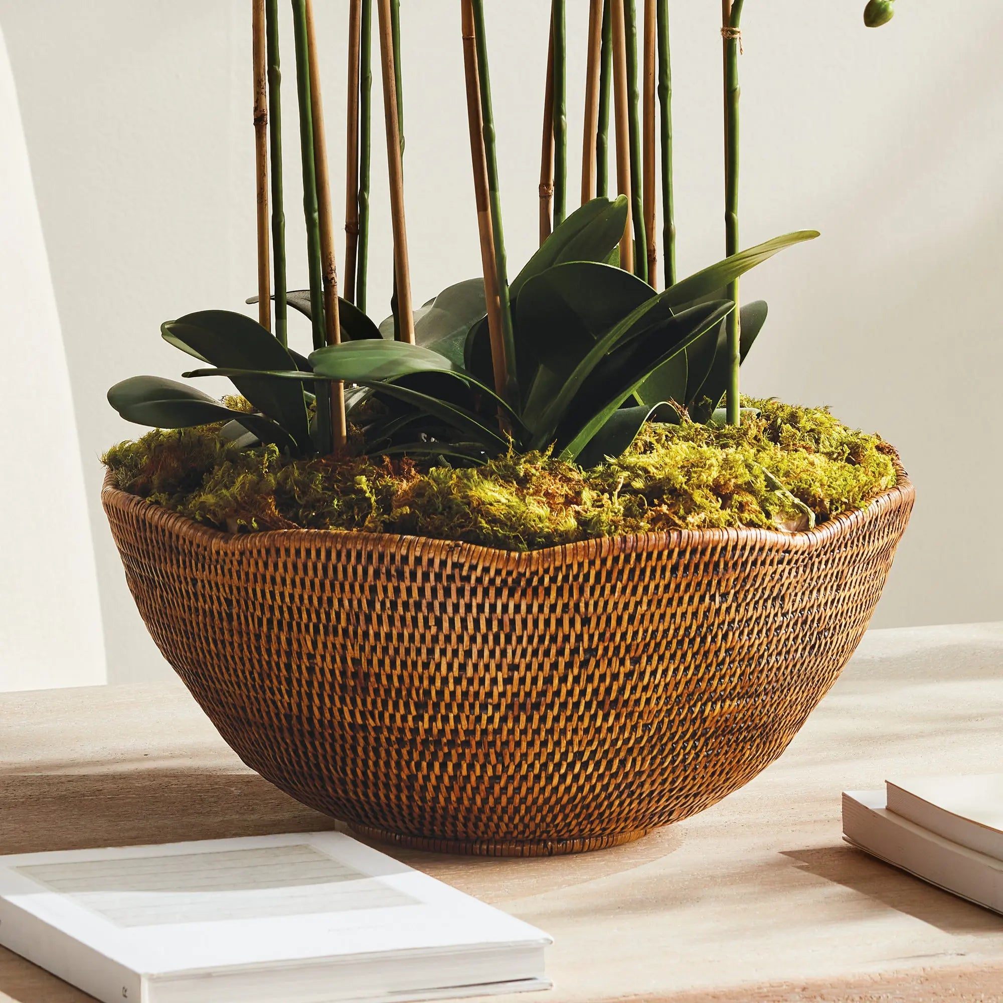 Burma Rattan Scalloped Edge Bowl - Warm Brown | LARGE