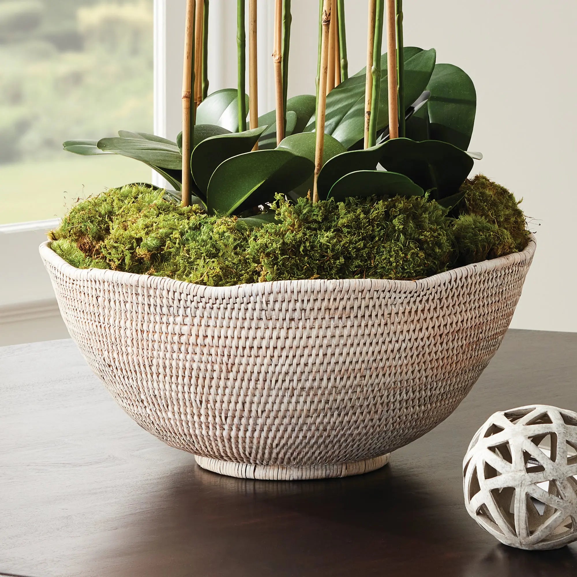 Burma Rattan Scalloped Edge Bowl - LARGE