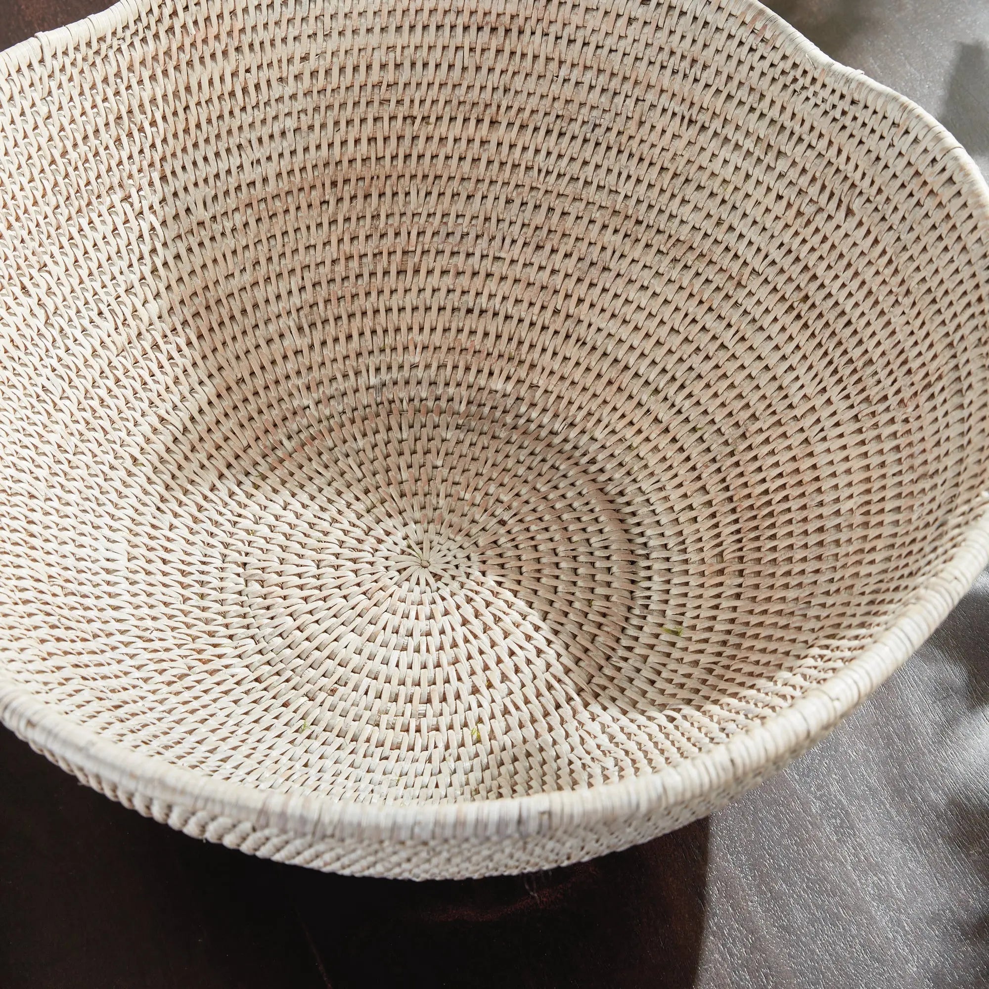 Burma Rattan Scalloped Edge Bowl - LARGE