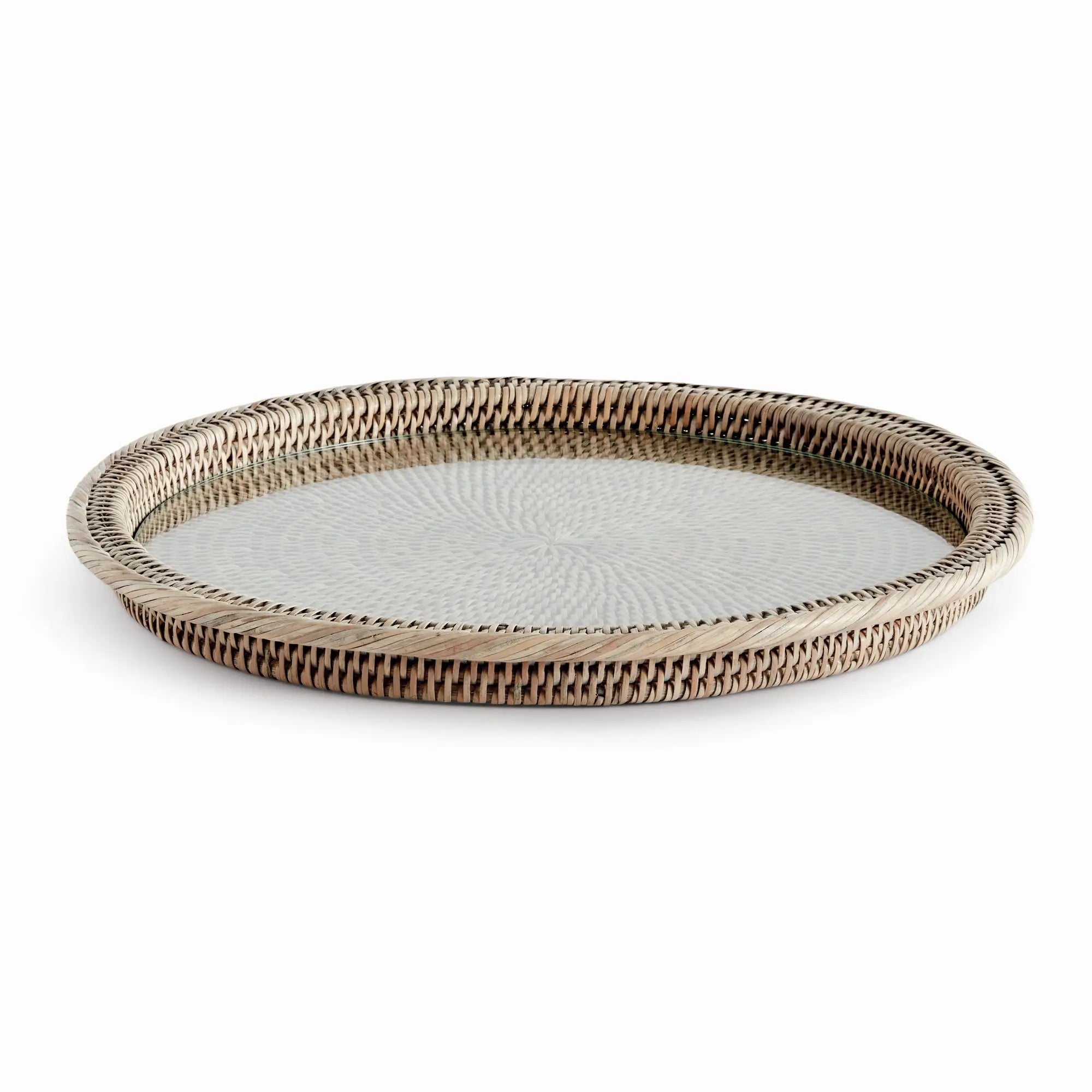 Burma Rattan Serving Platter - Graywash