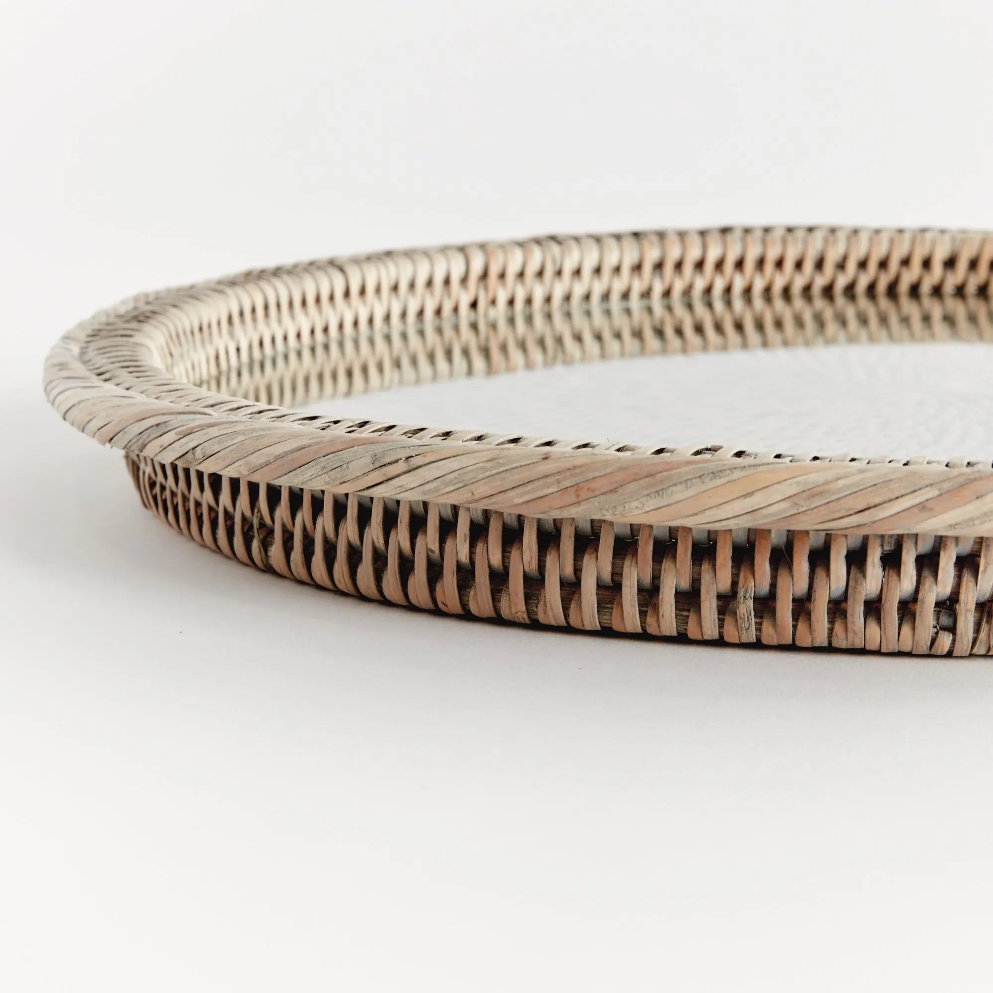 Burma Rattan Serving Platter - Graywash