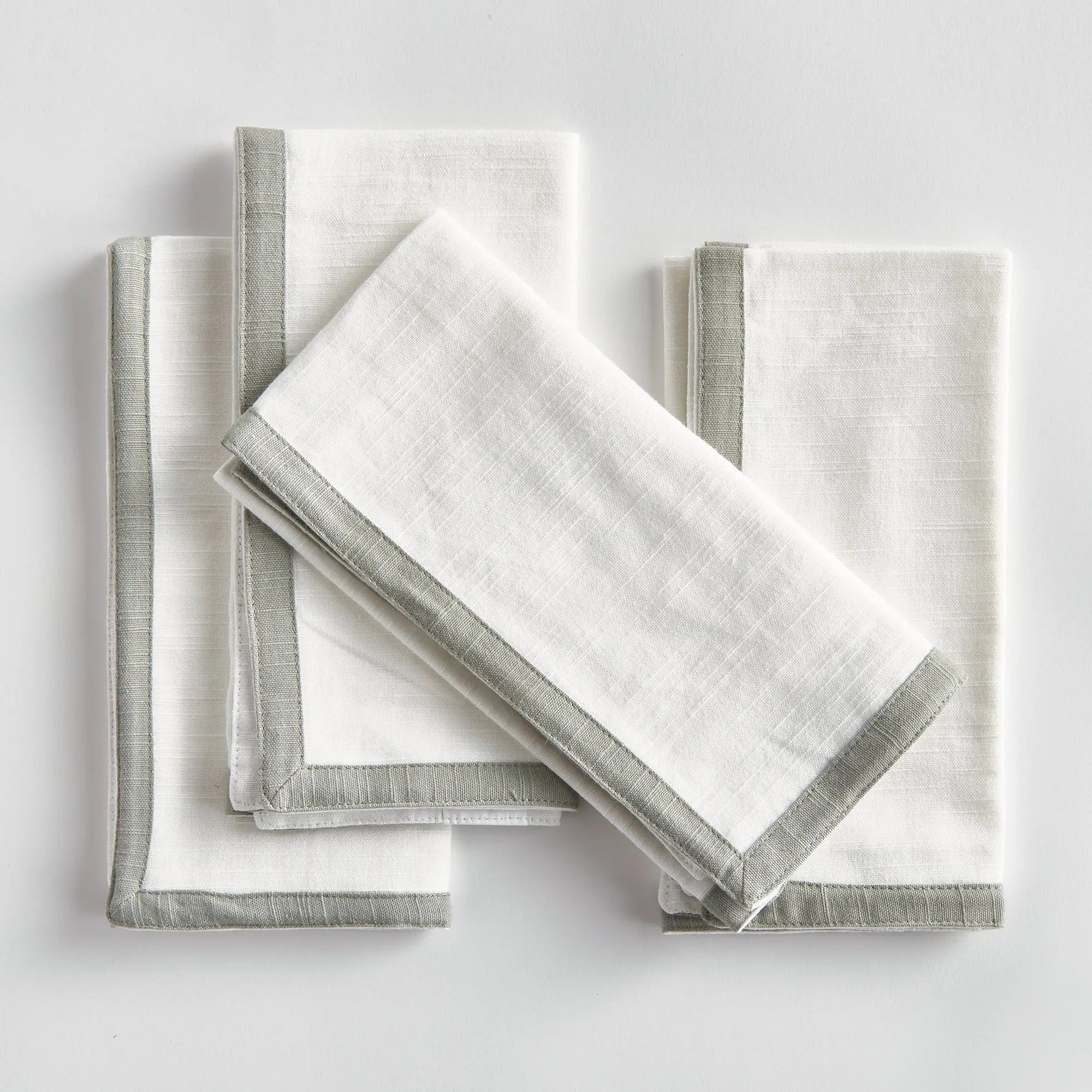 Quinn Dinner Napkins (White/Grey), SET OF 4