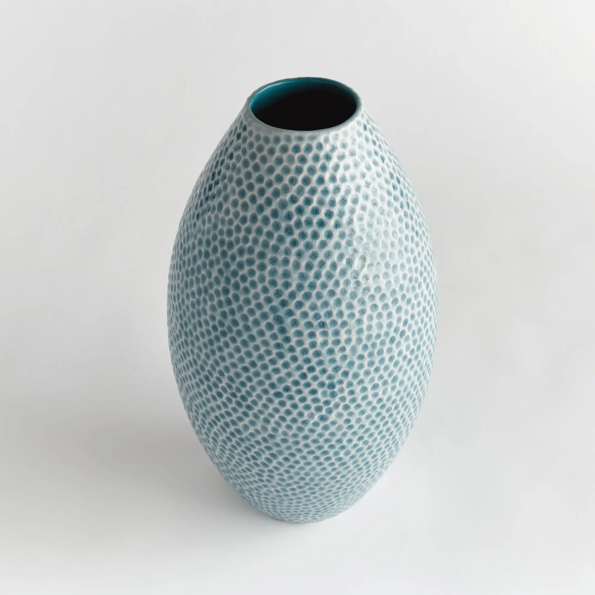 Miro Vase Tall - Handcrafted ceramic vase with organic dotted texture in blue