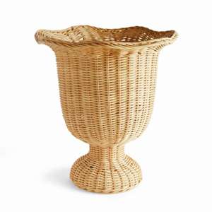 Myra Rattan Scalloped Edge Footed Urn