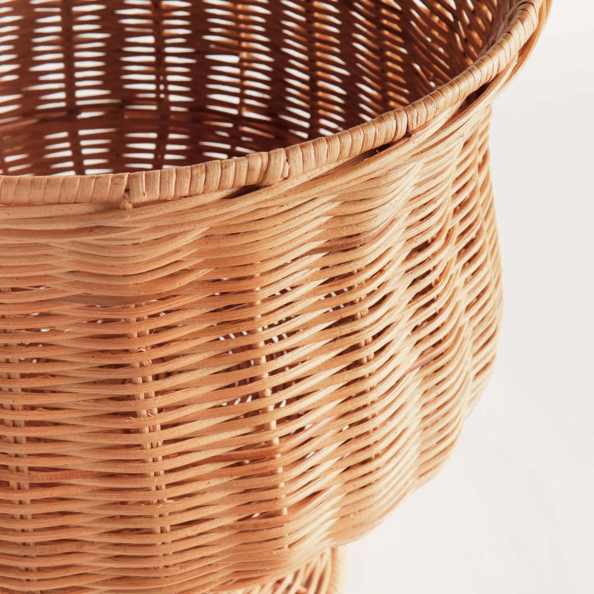 Chesapeake Rattan Footed Urn - 18" Wide | Whitewash or Natural Vessel - Villa Decor & Design