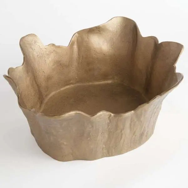 Garin Decorative Bowl - 22" Organic Antique Brass Cast Aluminum Bowl - Villa Decor & Design