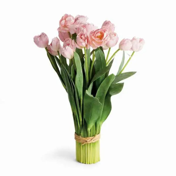 Peony Tulip Bundle Drop-In - Realistic Soft Pink Faux Floral (19" or 22") - Villa Decor & Design