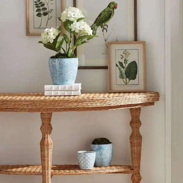 Monarch Flower Pots - Set of 3 Blue & White Porcelain Planters - Villa Decor & Design