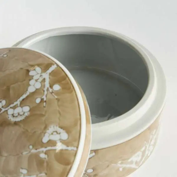 Province Empress Round Lidded Catchall Box (Small or Large) | Taupe Chinoiserie Porcelain Catchall Box Napa Home & Garden
