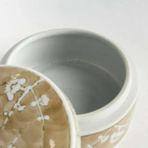 Province Empress Round Lidded Catchall Box (Small or Large) | Taupe Chinoiserie Porcelain Catchall Box Villa Decor & Design