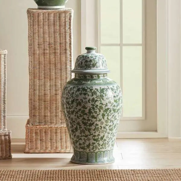 Green Chinoiserie Ginger Jar | Imperial Blossom Grande Lidded Porcelain Jar