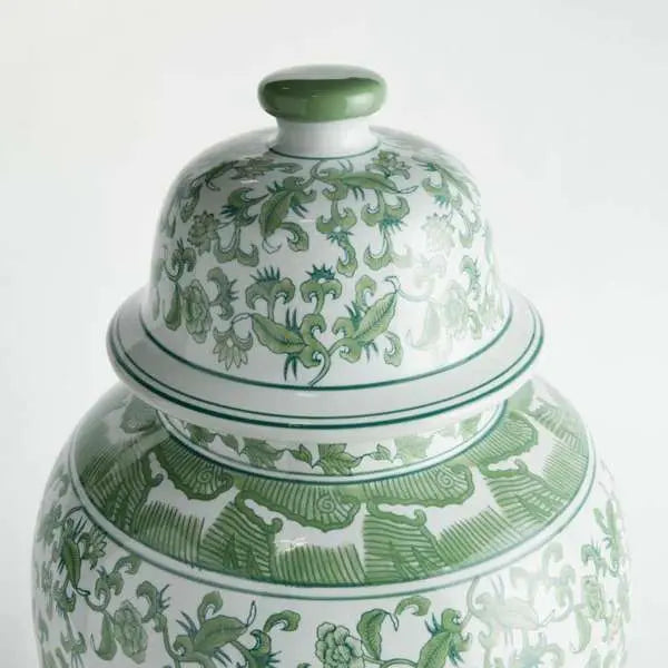 Green Chinoiserie Ginger Jar | Imperial Blossom Grande Lidded Porcelain Jar
