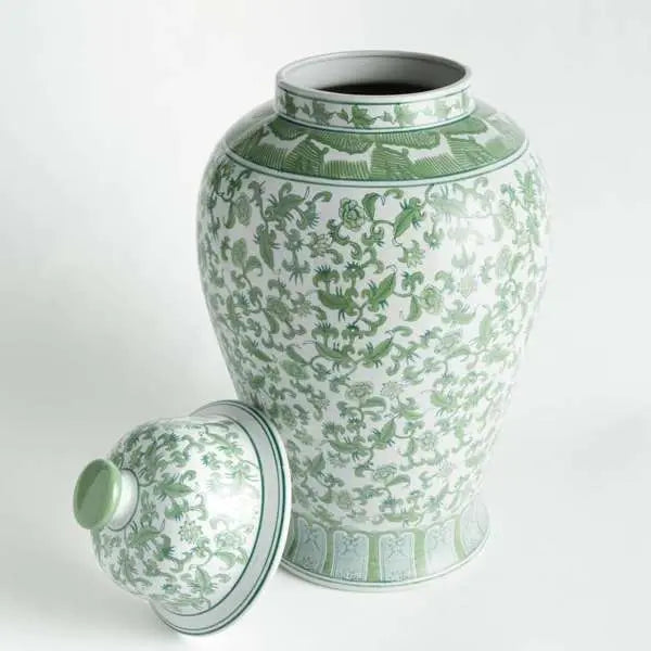 Green Chinoiserie Ginger Jar | Imperial Blossom Grande Lidded Porcelain Jar