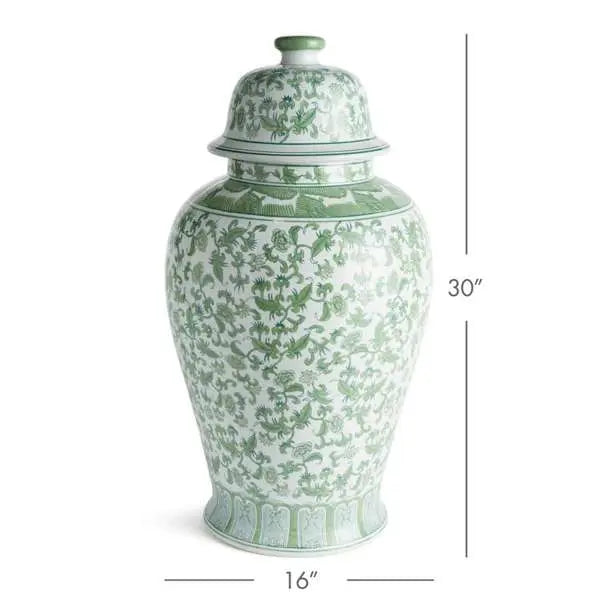 Green Chinoiserie Ginger Jar | Imperial Blossom Grande Lidded Porcelain Jar