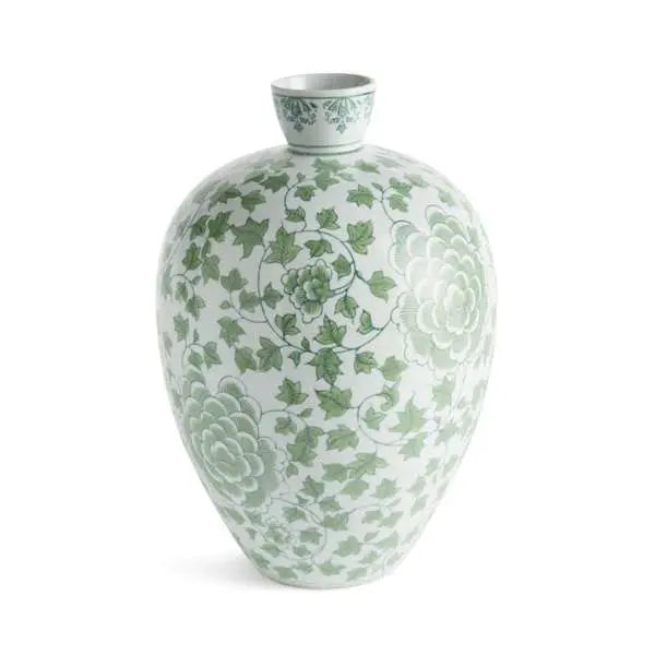 Imperial Ivy Bottle Vase | Green Chinoiserie Porcelain Bottle Vase Napa Home & Garden
