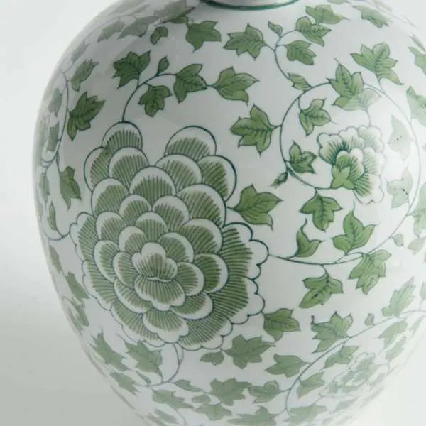 Imperial Ivy Bottle Vase | Green Chinoiserie Porcelain Bottle Vase Napa Home & Garden