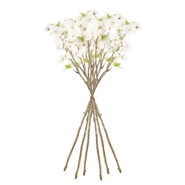 Double Cherry Blossom Stems - 28" Set of 6 Faux Florals - Villa Decor & Design
