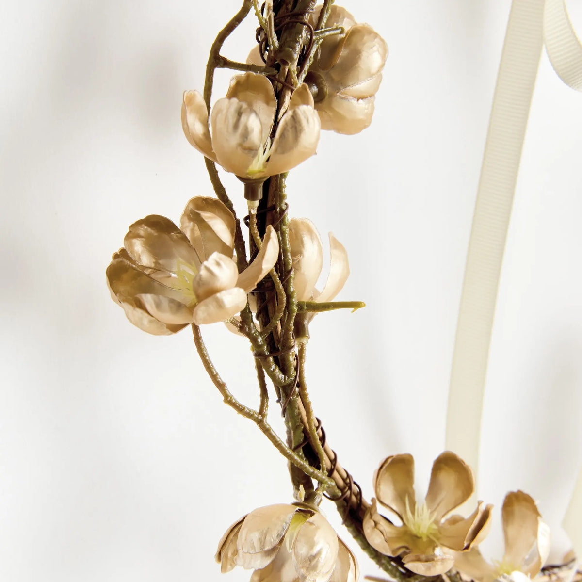 Gilded Cherry Blossom Wreaths Set of 2