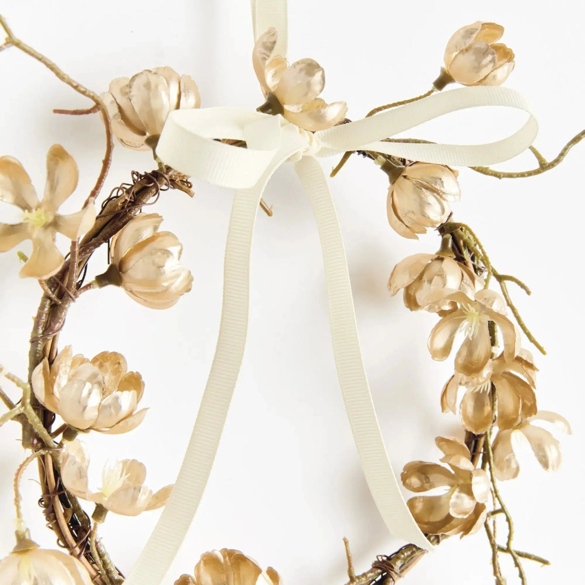 Gilded Cherry Blossom Wreaths Set of 2